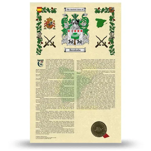 Ruvalcaba Armorial History with Coat of Arms