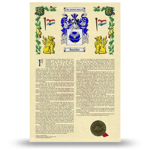 Ruyschez Armorial History with Coat of Arms