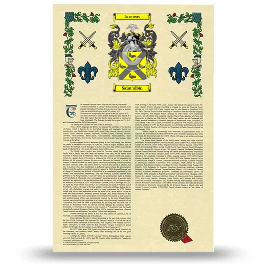 Saint'albin Armorial History with Coat of Arms