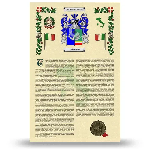 Salamoni Armorial History with Coat of Arms