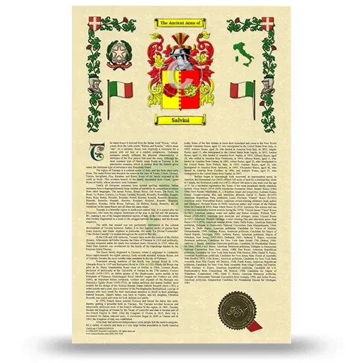 Salvini Armorial History with Coat of Arms