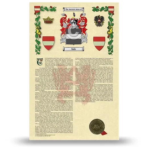 Salz Armorial History with Coat of Arms