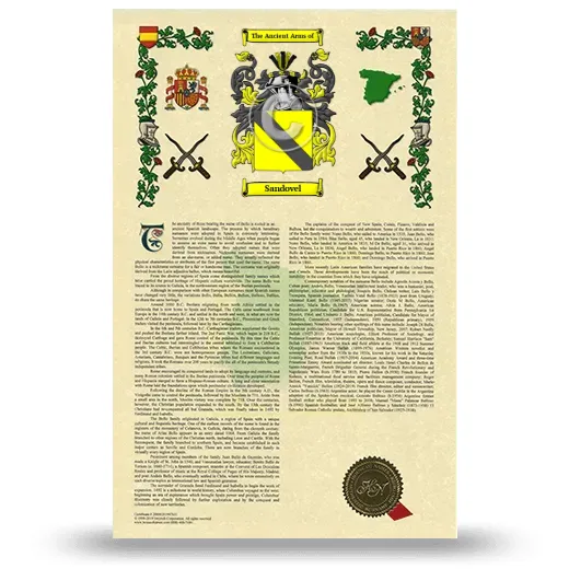Sandovel Armorial History with Coat of Arms