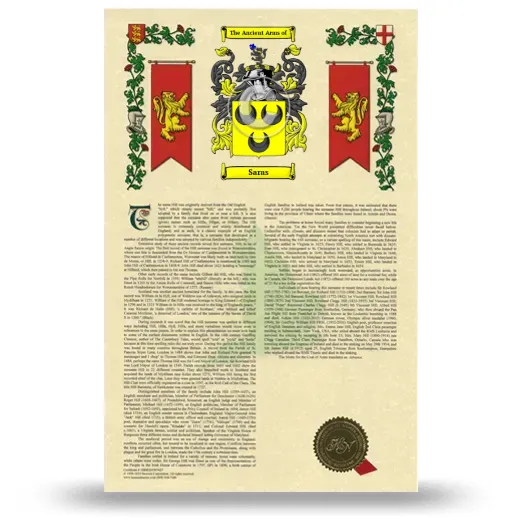 Saras Armorial History with Coat of Arms