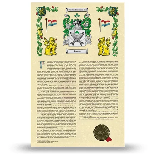 Sarme Armorial History with Coat of Arms