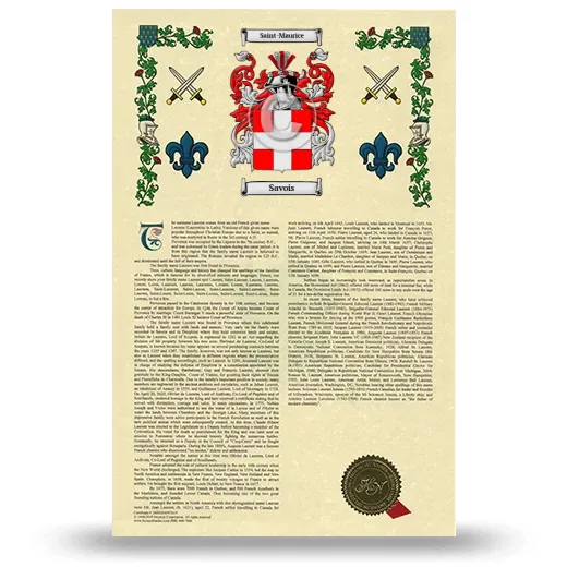 Savois Armorial History with Coat of Arms