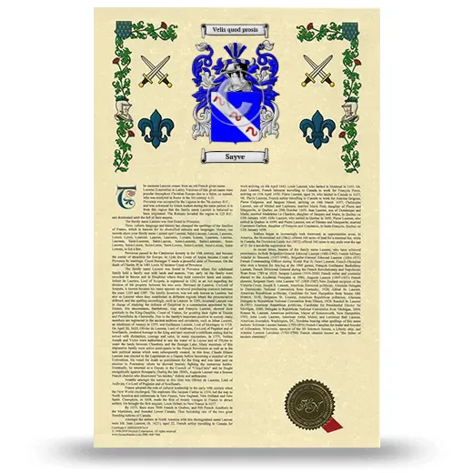 Sayve Armorial History with Coat of Arms