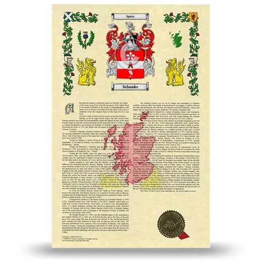 Schanks Armorial History with Coat of Arms