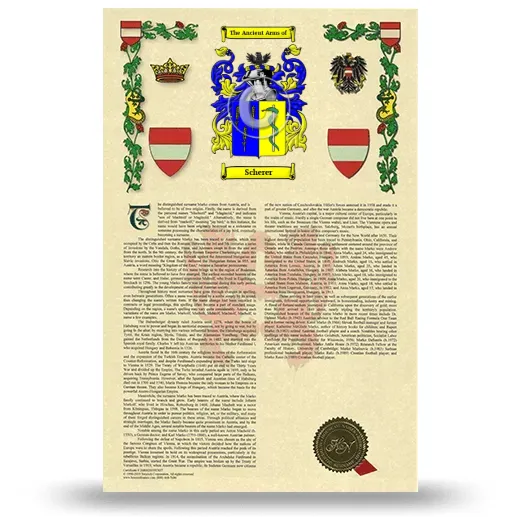 Scherer Armorial History with Coat of Arms
