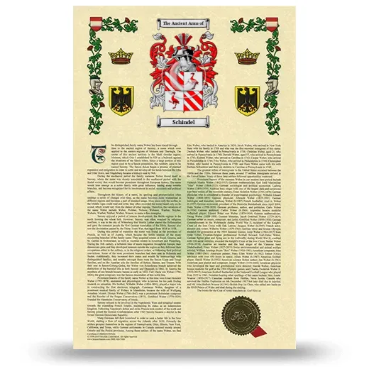 Schindel Armorial History with Coat of Arms