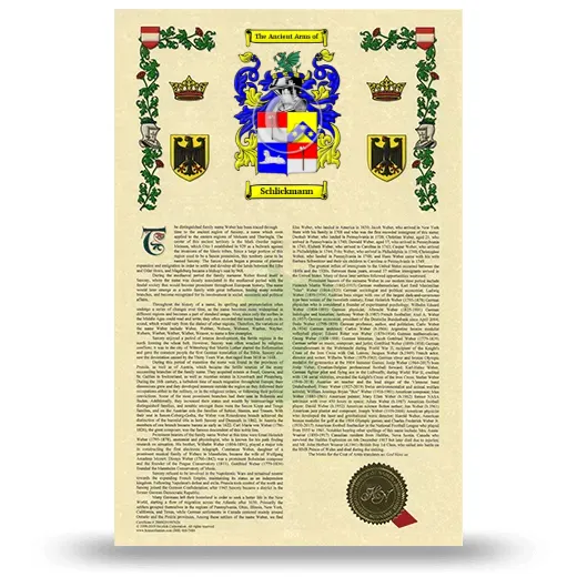 Schlickmann Armorial History with Coat of Arms