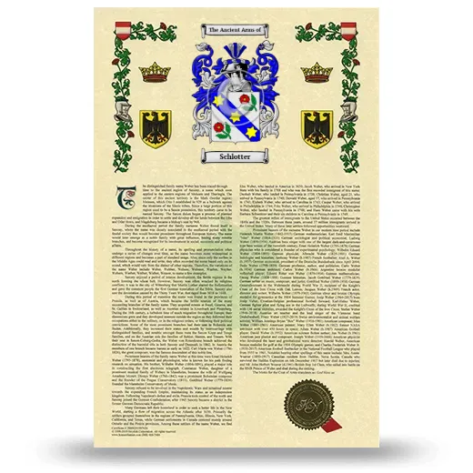 Schlotter Armorial History with Coat of Arms