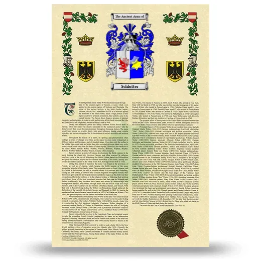 Schlutter Armorial History with Coat of Arms