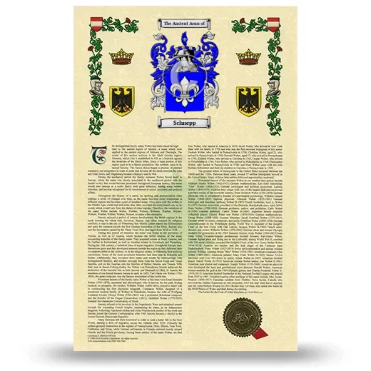 Schnepp Armorial History with Coat of Arms