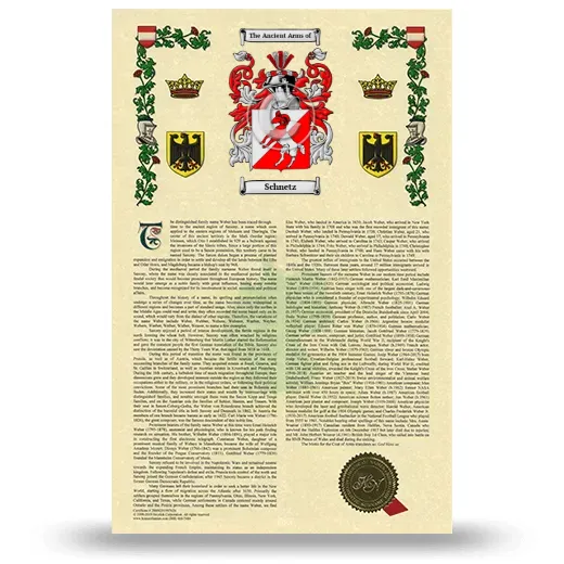 Schnetz Armorial History with Coat of Arms
