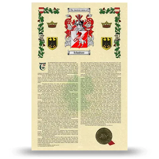 Schnitzer Armorial History with Coat of Arms