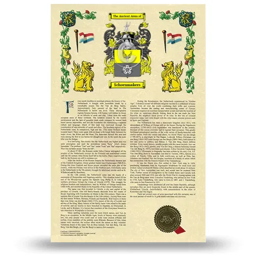Schoenmakers Armorial History with Coat of Arms