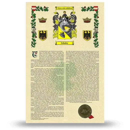Scholey Armorial History with Coat of Arms