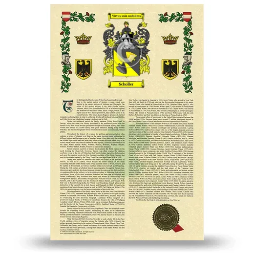 Scholler Armorial History with Coat of Arms