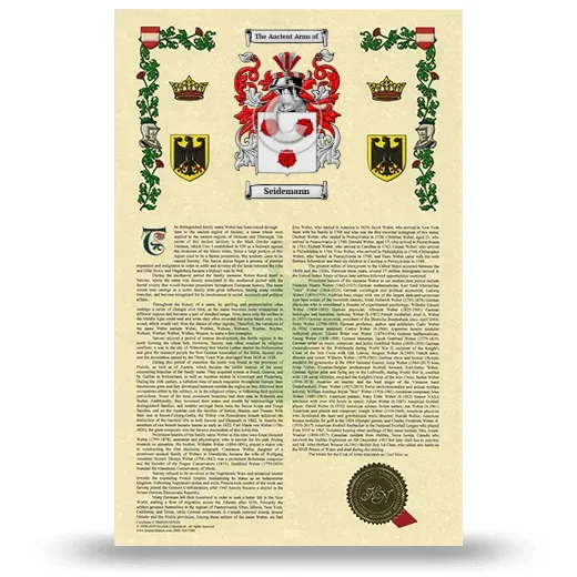 Seidemann Armorial History with Coat of Arms