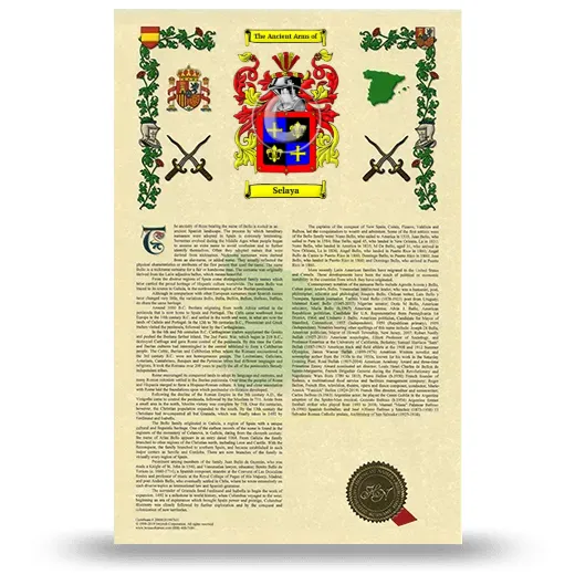Selaya Armorial History with Coat of Arms