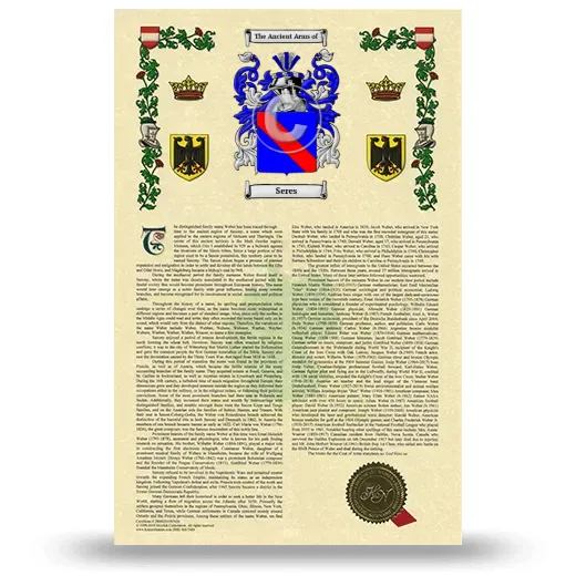 Seres Armorial History with Coat of Arms
