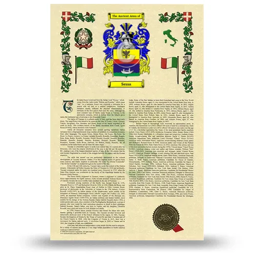 Sessa Armorial History with Coat of Arms
