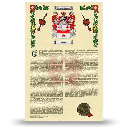 Seyller Armorial History with Coat of Arms