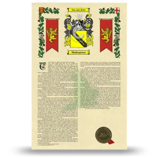 Shakespeare Armorial History with Coat of Arms