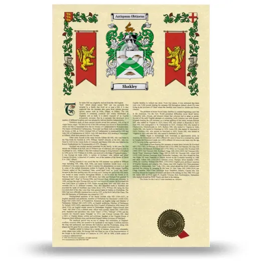 Shakley Armorial History with Coat of Arms