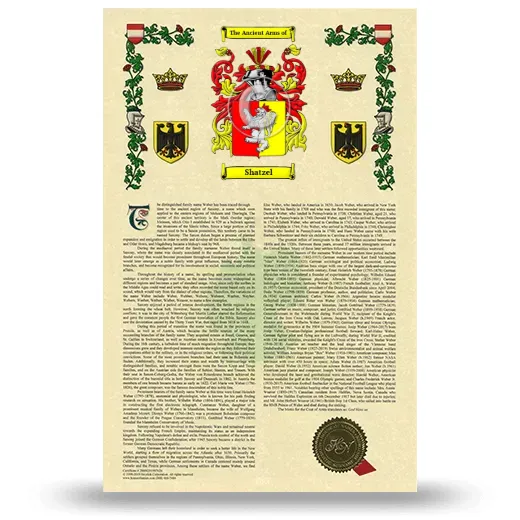 Shatzel Armorial History with Coat of Arms