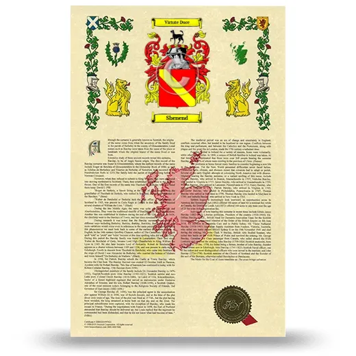 Shenend Armorial History with Coat of Arms