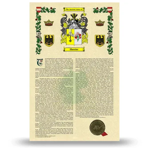 Sherrier Armorial History with Coat of Arms