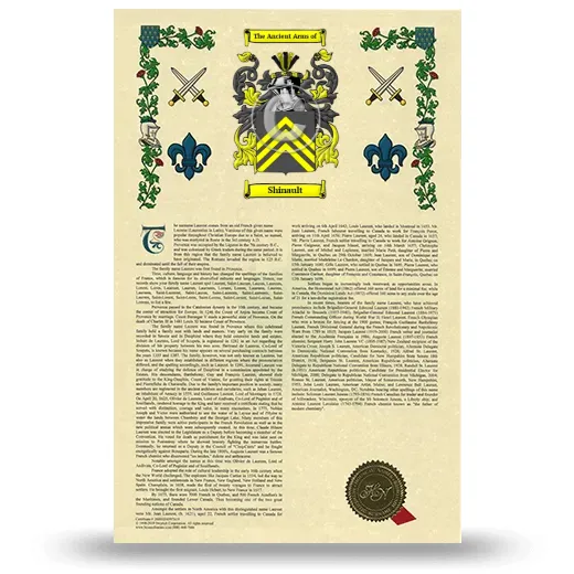 Shinault Armorial History with Coat of Arms