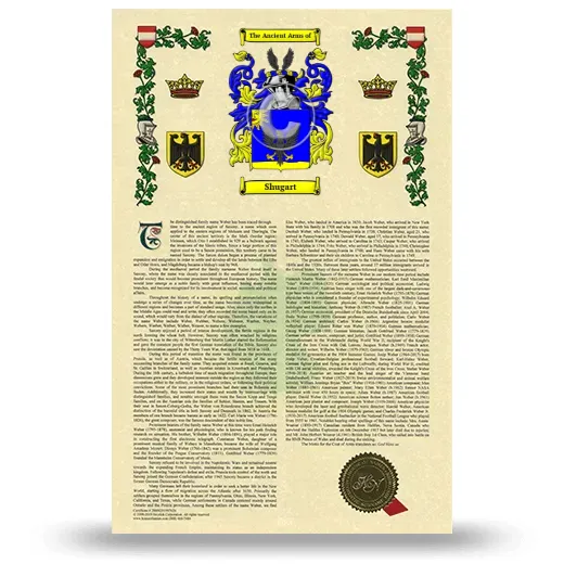 Shugart Armorial History with Coat of Arms