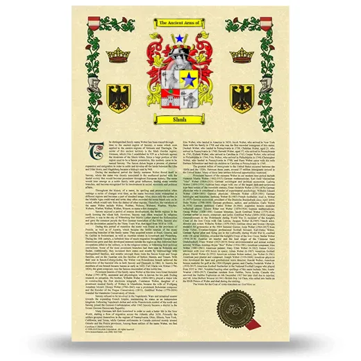 Shuh Armorial History with Coat of Arms