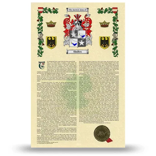 Shultes Armorial History with Coat of Arms