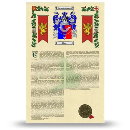 Sibary Armorial History with Coat of Arms