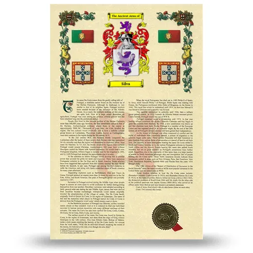 Silva Armorial History with Coat of Arms