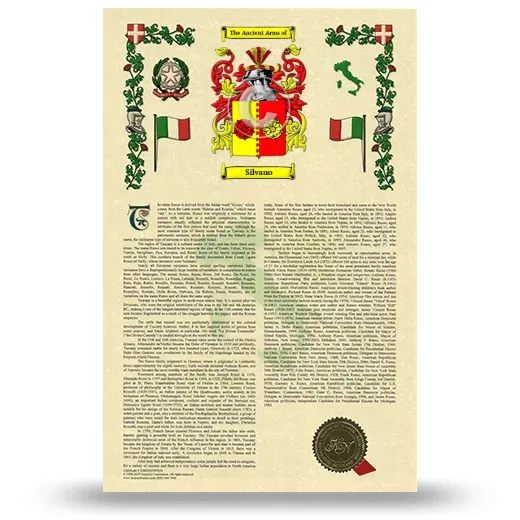 Silvano Armorial History with Coat of Arms