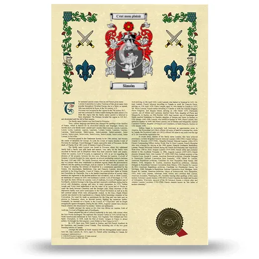Simón Armorial History with Coat of Arms