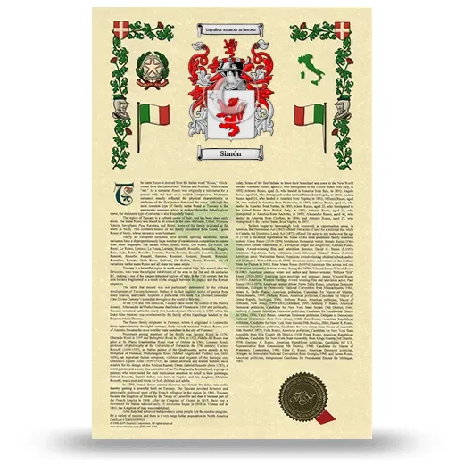 Simón Armorial History with Coat of Arms
