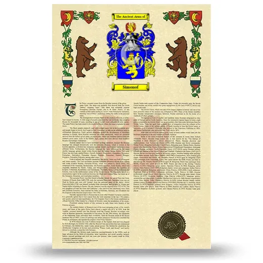 Simonof Armorial History with Coat of Arms