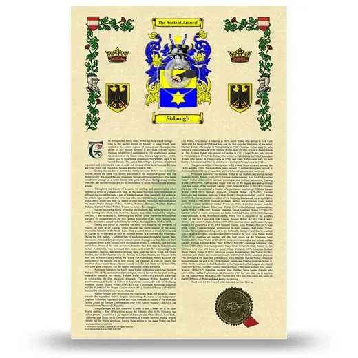 Sirbaugh Armorial History with Coat of Arms