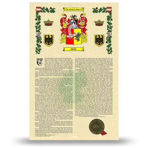 Sitler Armorial History with Coat of Arms