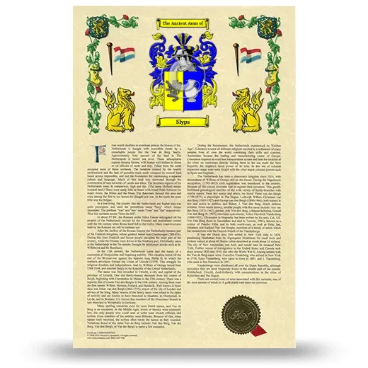 Slyps Armorial History with Coat of Arms