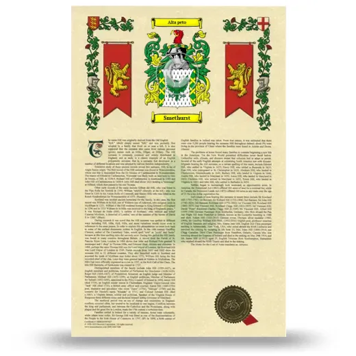 Smethurst Armorial History with Coat of Arms