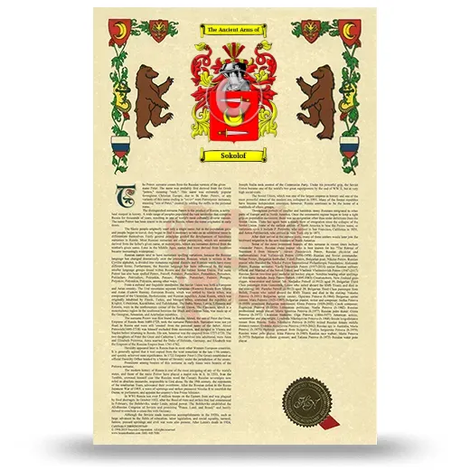 Sokolof Armorial History with Coat of Arms