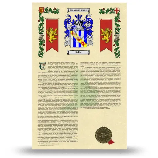 Soller Armorial History with Coat of Arms