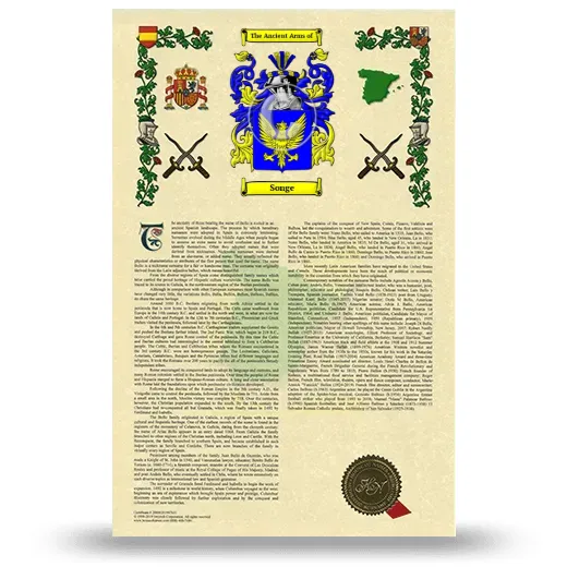 Songe Armorial History with Coat of Arms